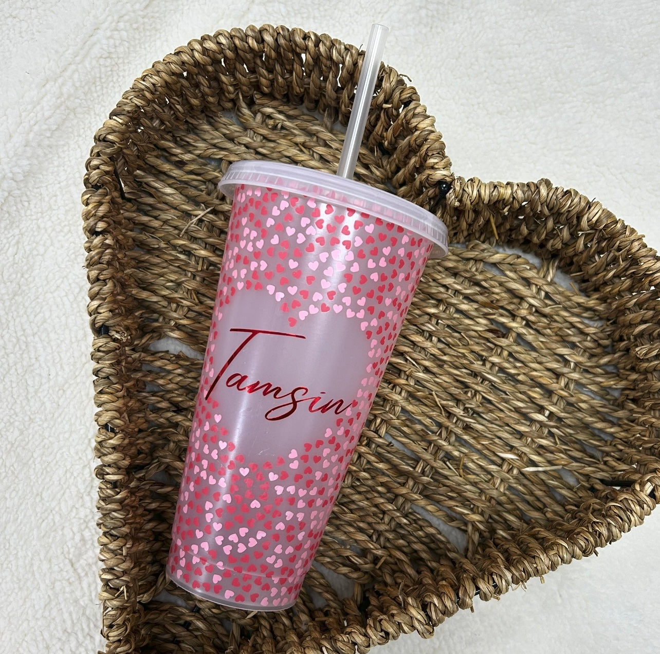 Personalised Hearts 24oz Colour Changing Cold Cup – Made With Gracex