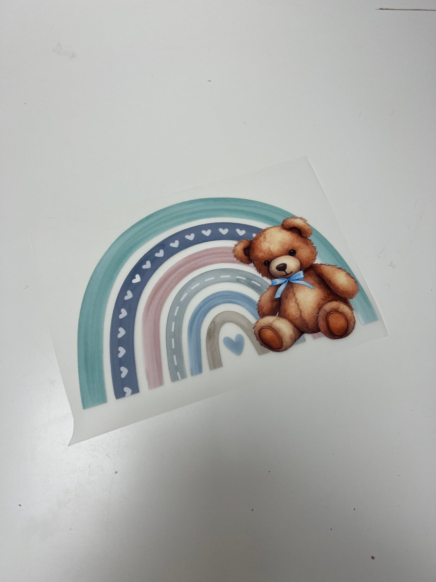 18-19cm Blue Rainbow Bear DTF Print