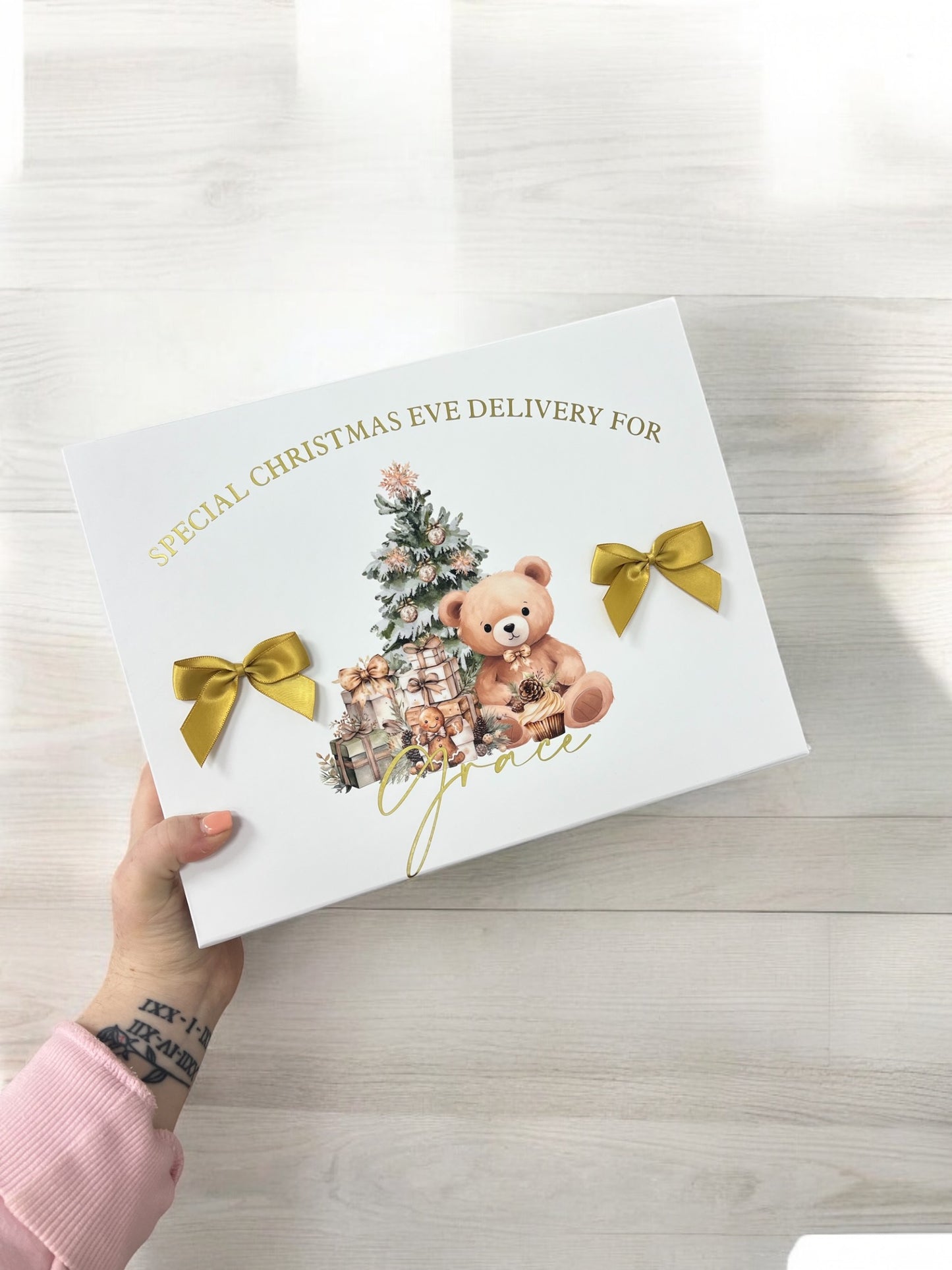 Personalised White Christmas Eve Magnetic Gift Box
