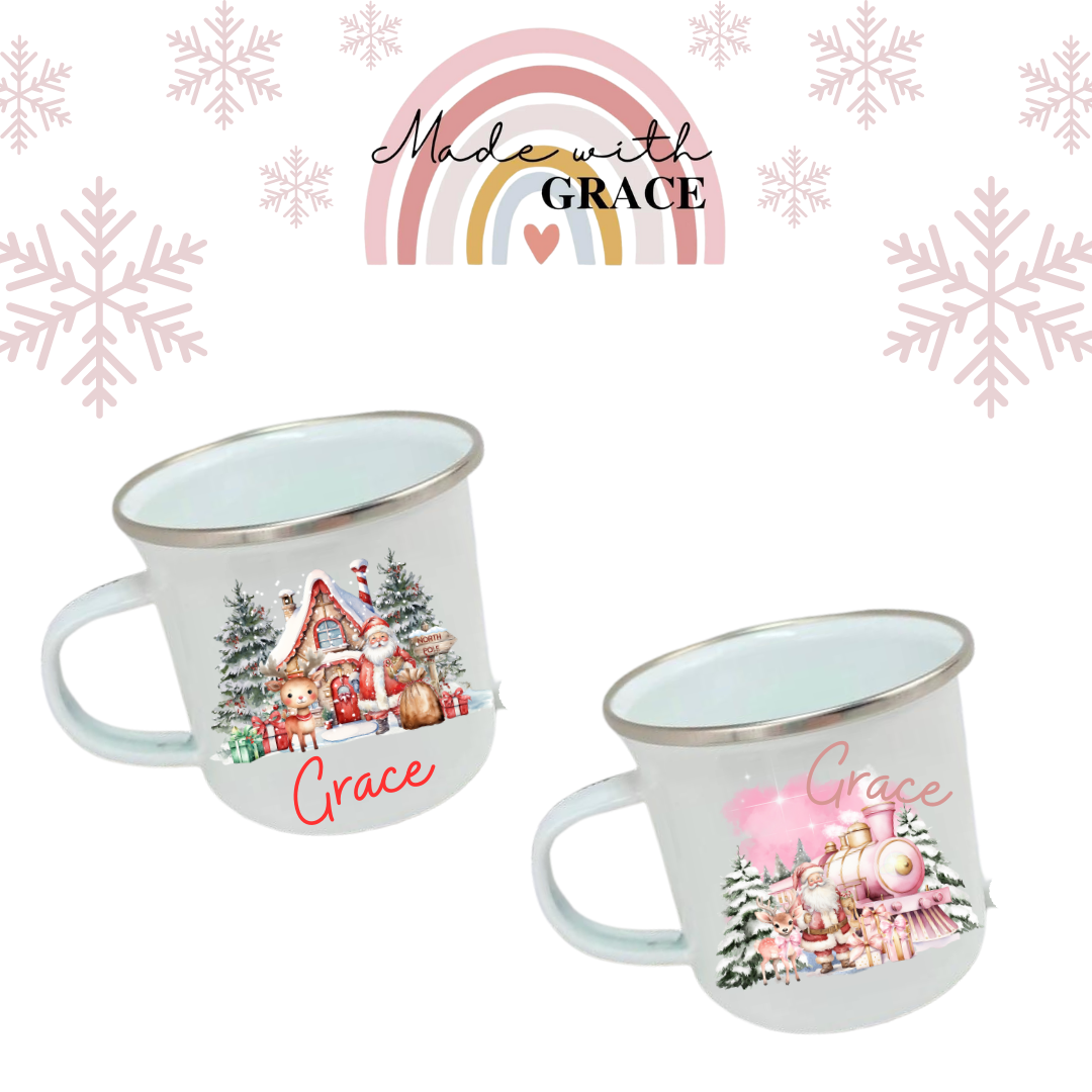 Personalised Christmas 12oz Enamel Mug