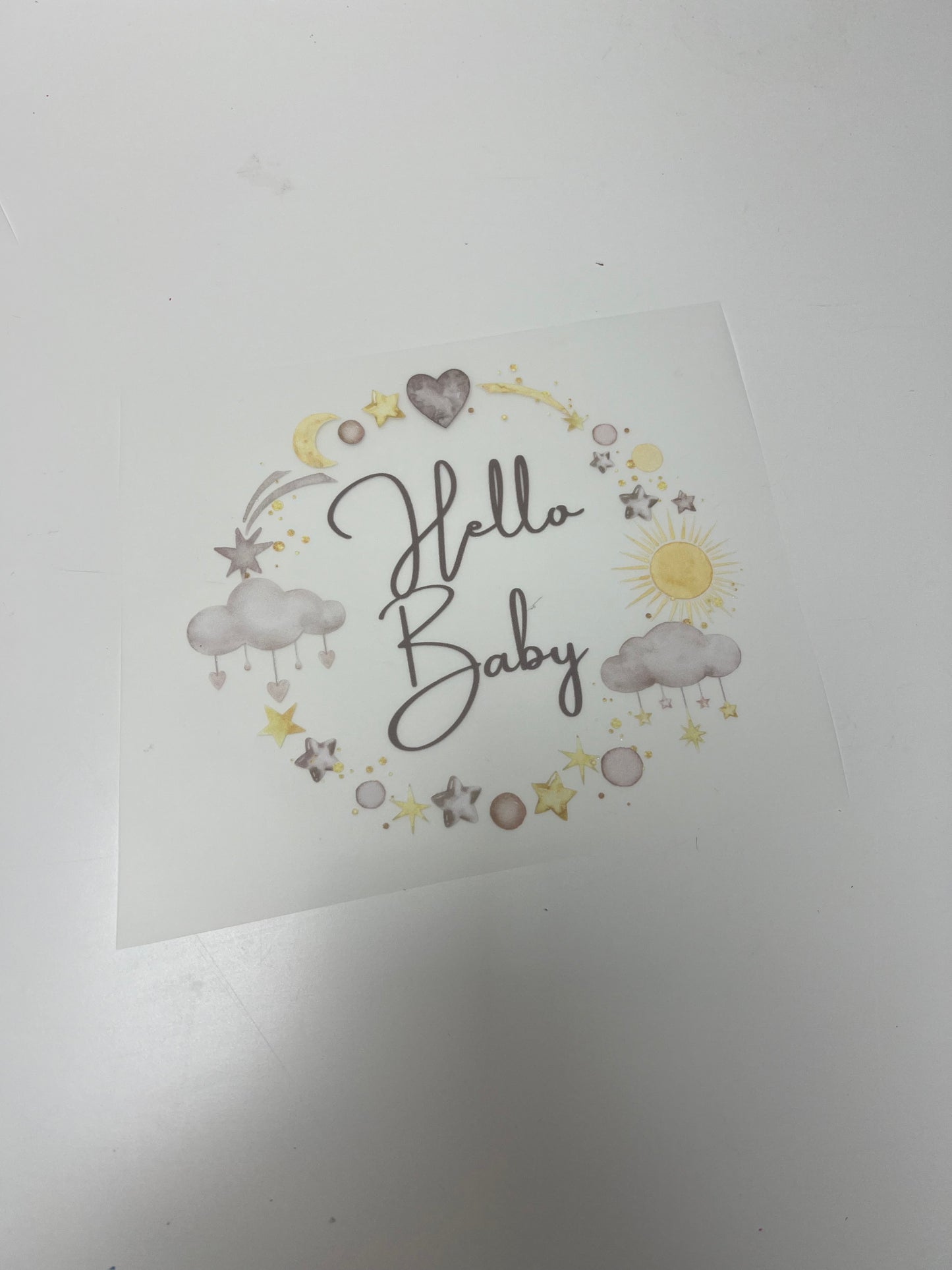 15cm Neutral Hello Baby DTF Print
