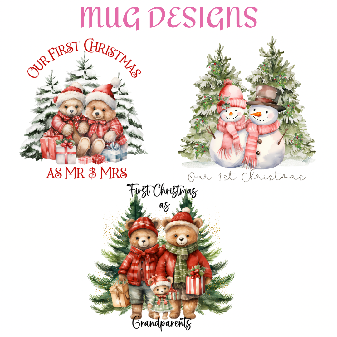 Pink Handle 11oz Ceramic Christmas Mug