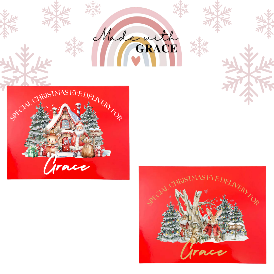 Personalised Red Christmas Eve Magnetic Gift Box