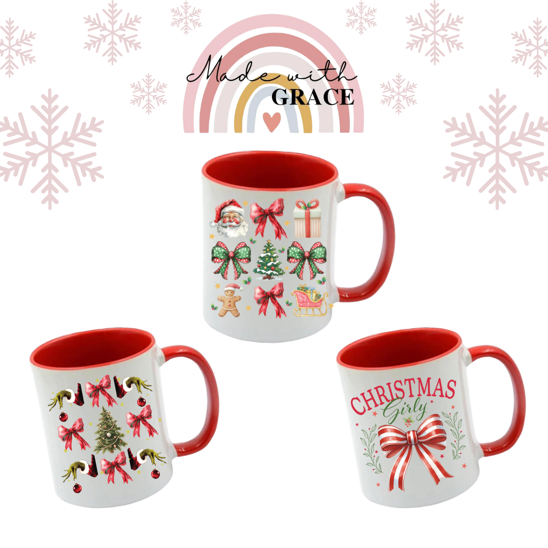 Red Handle 11oz Ceramic Christmas Mug