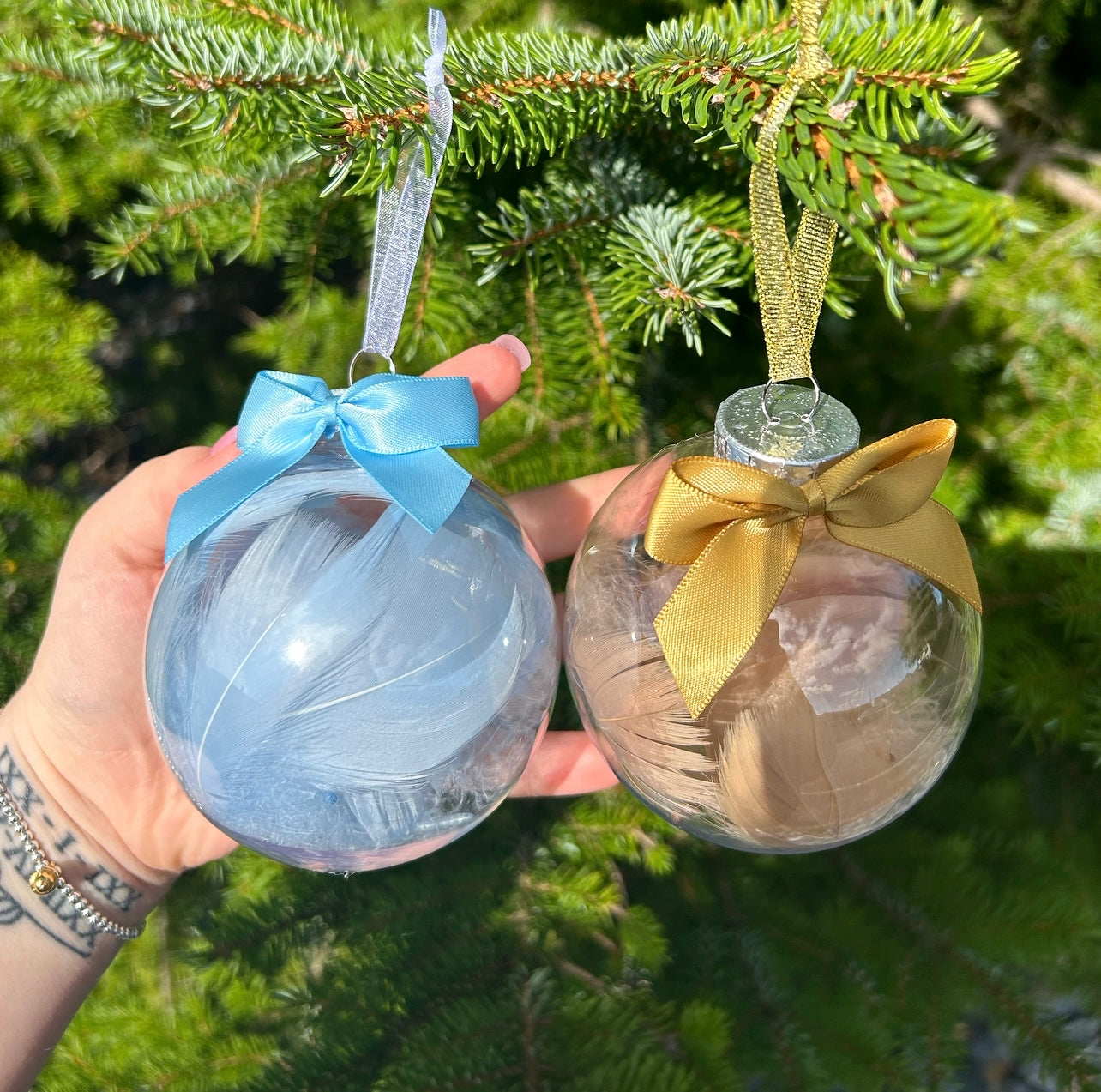 Personalised Feather 8cm Plastic Bauble Tree Decoration
