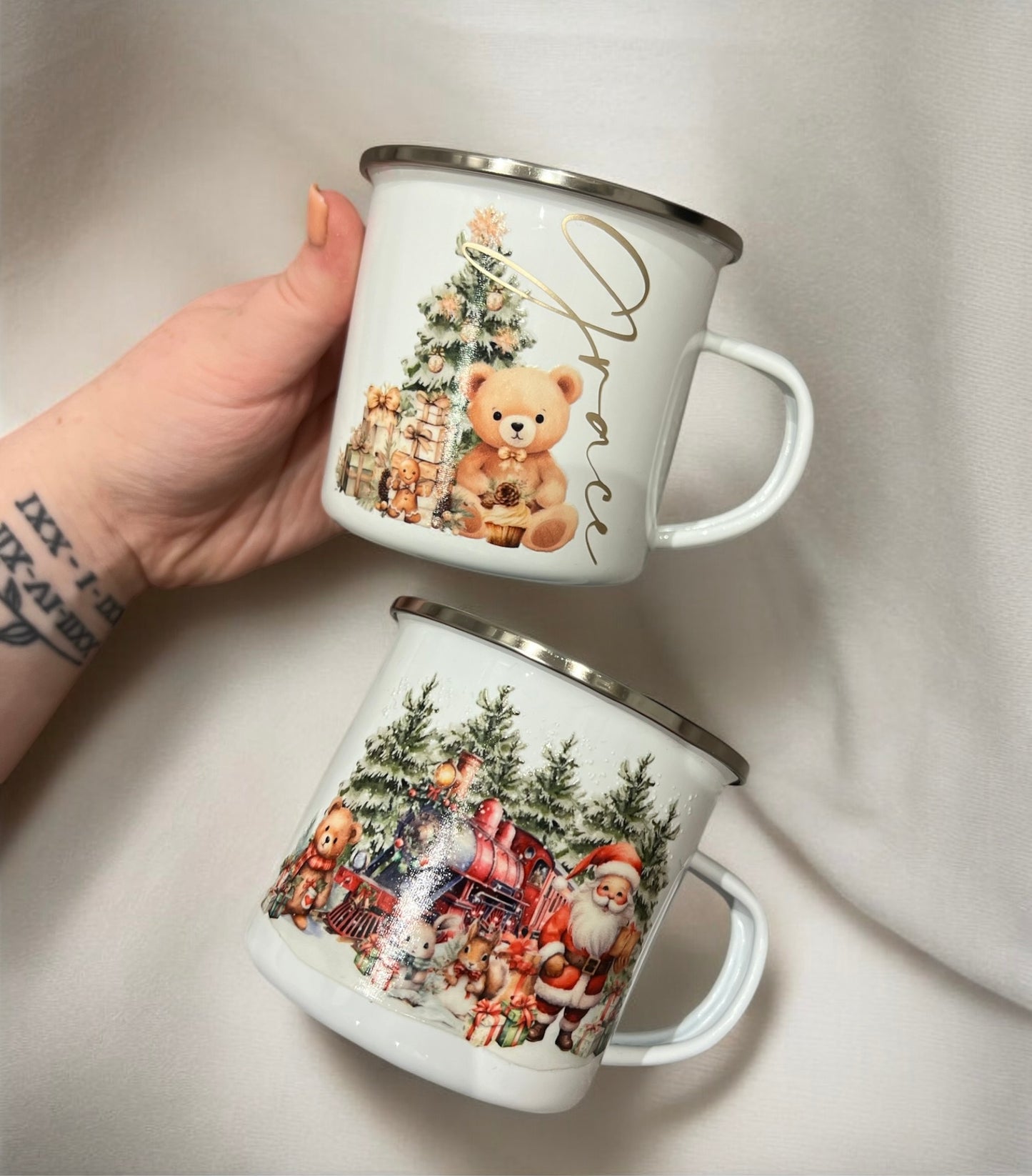 Personalised Christmas 12oz Enamel Mug