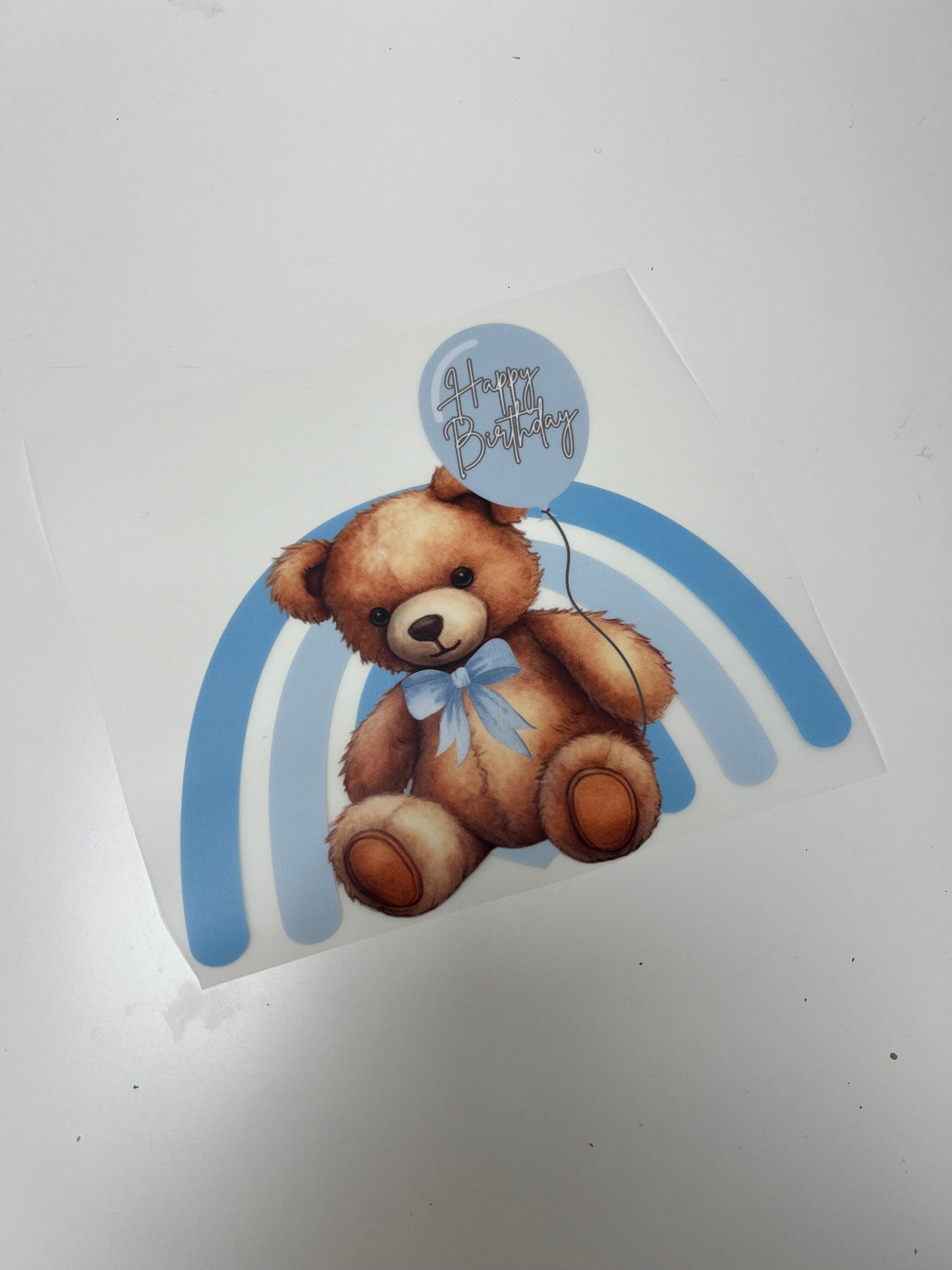 18-19cm Blue Bear Happy Birthday DTF Print