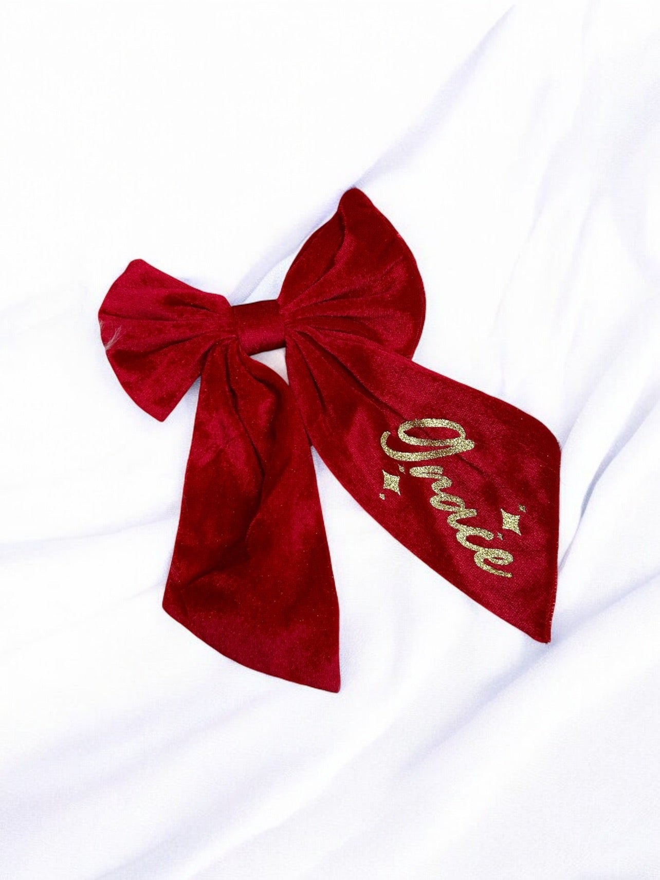 Personalised XL Red Velvet Hair Bow