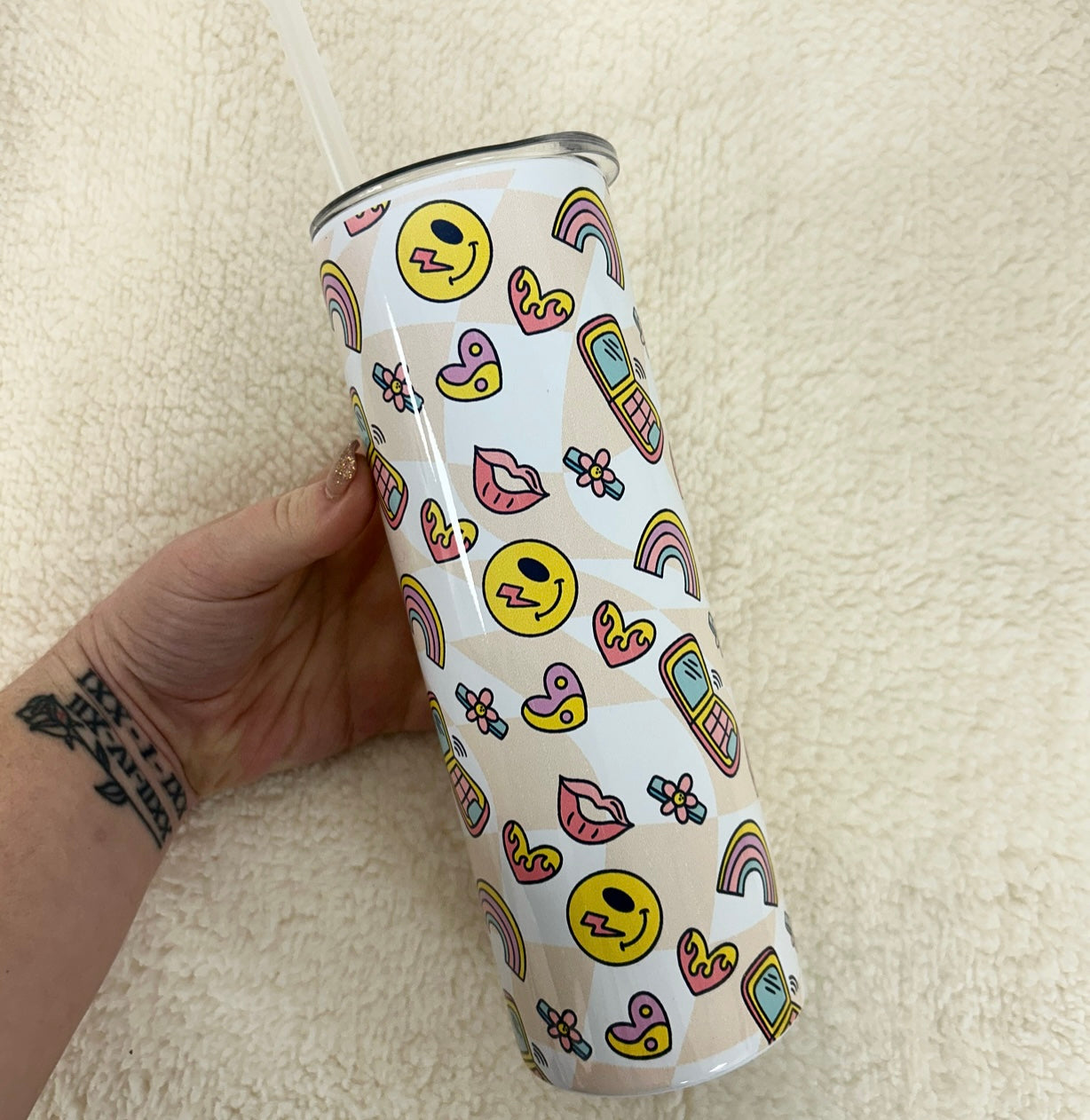 Retro Smiley Y2K 20oz Stainless Steel Tumbler