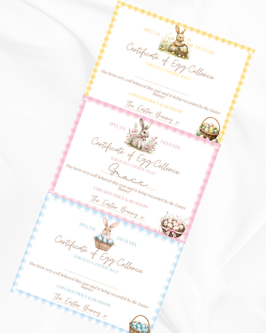 Personalised Certificate from Easter Bunny