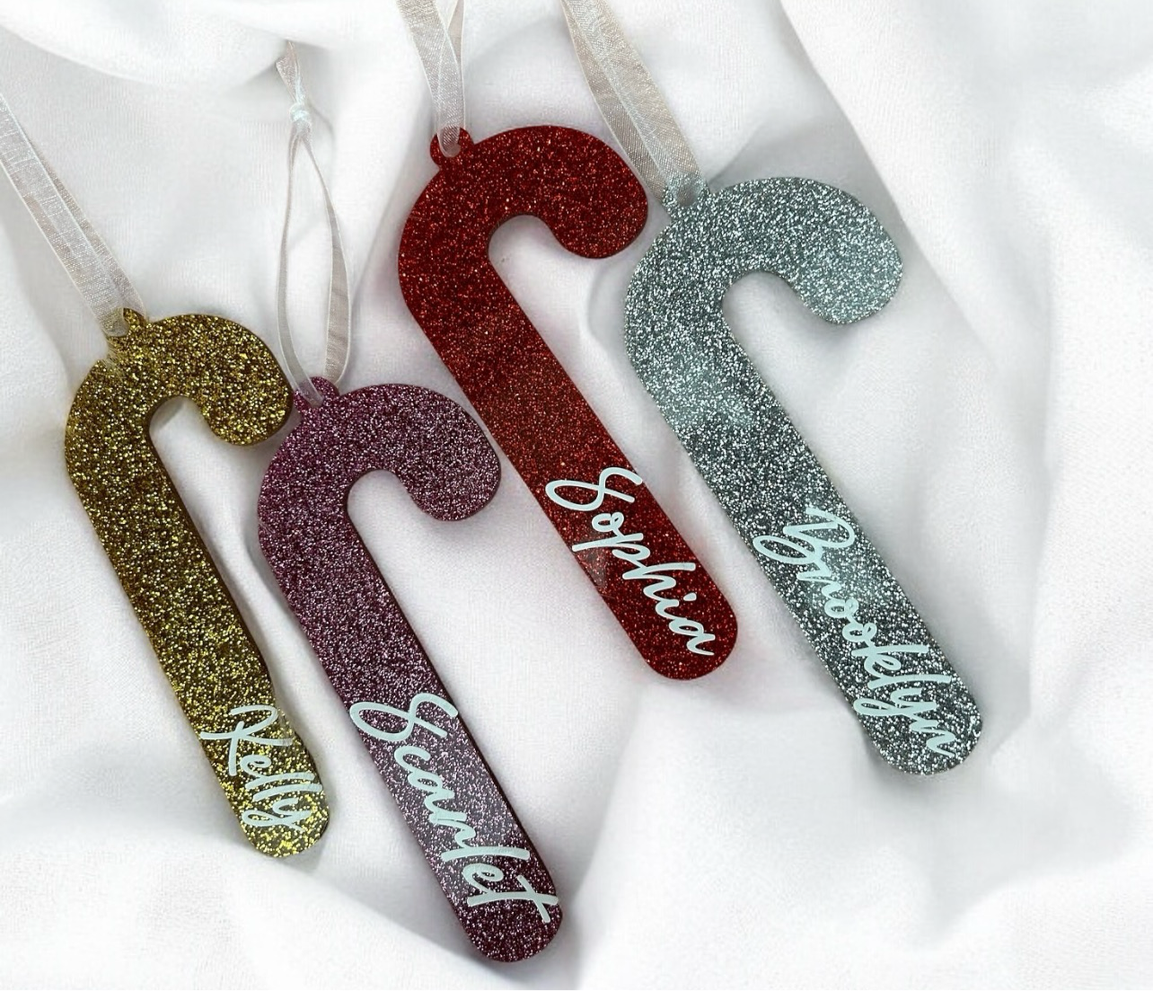 Personalised Glitter Candy Cane Christmas Decoration