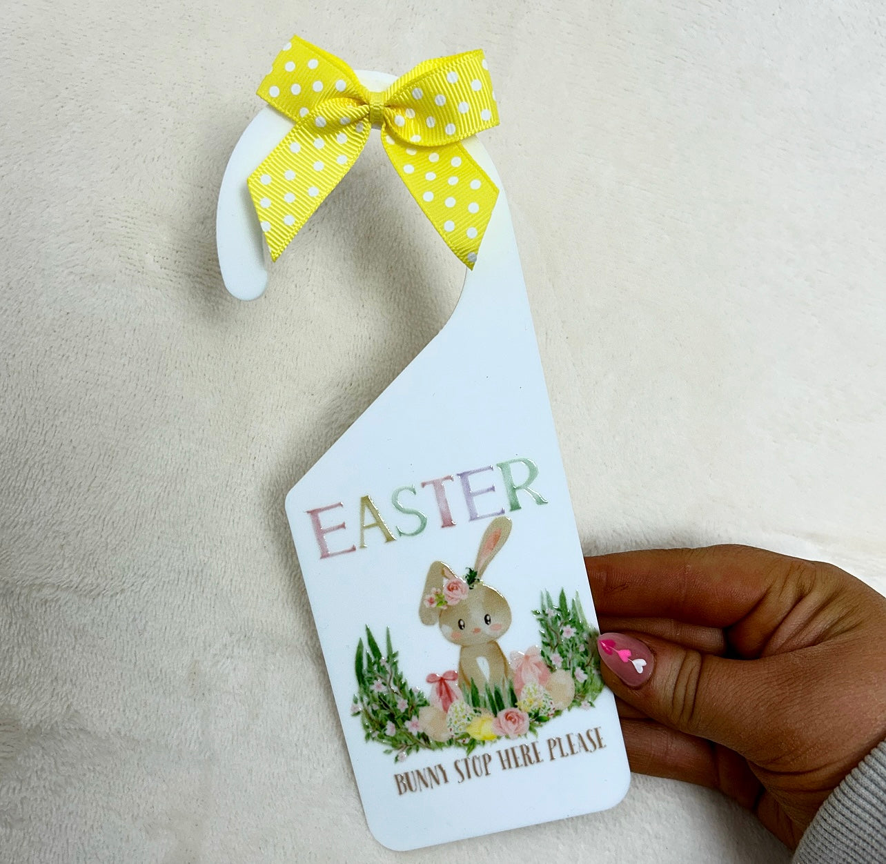 Easter bunny stop here door hanger