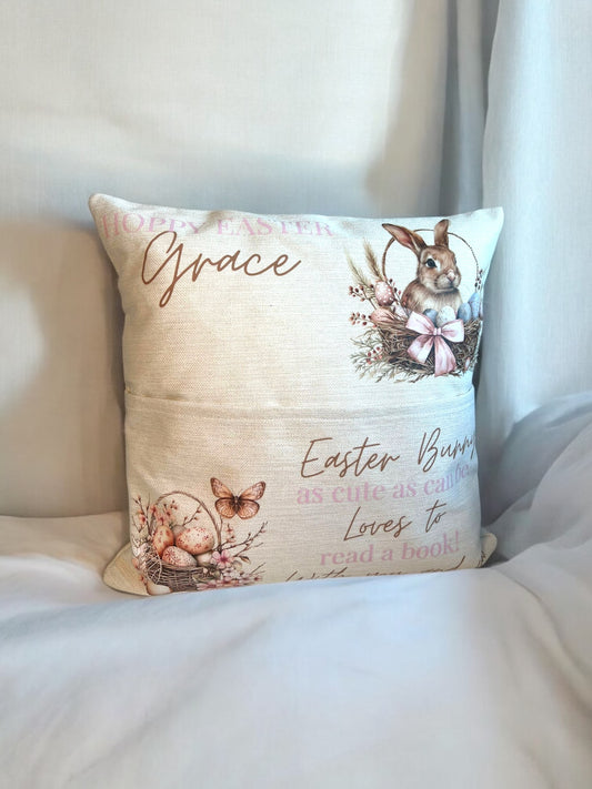 Personalised Easter Book Pocket Cushion