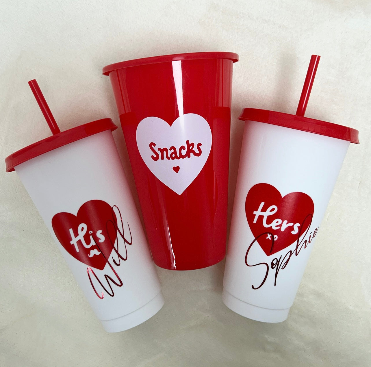 His & Hers 24oz Cold Cups with Snack Tub