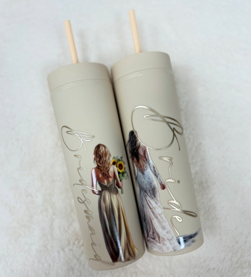 Personalised Bridal Party Skinny Tumblers