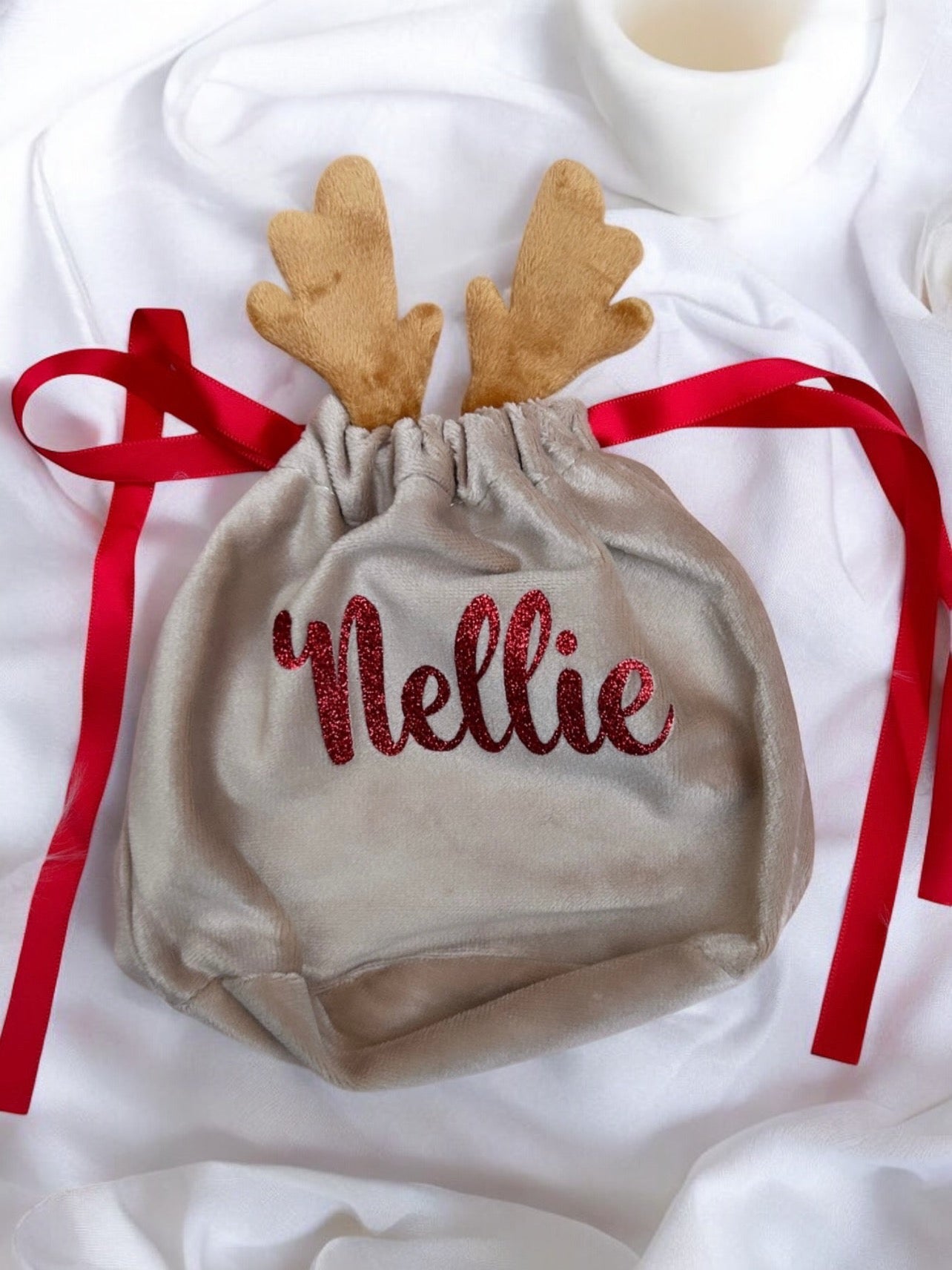 Personalised Velvet Reindeer Pouch