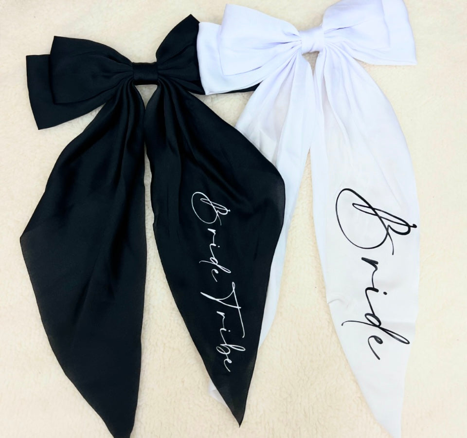 Personalised Black Waterfall Bow