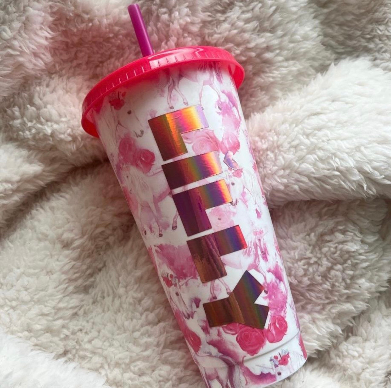 Personalised Unicorn Colour Changing 24oz Cold Cup