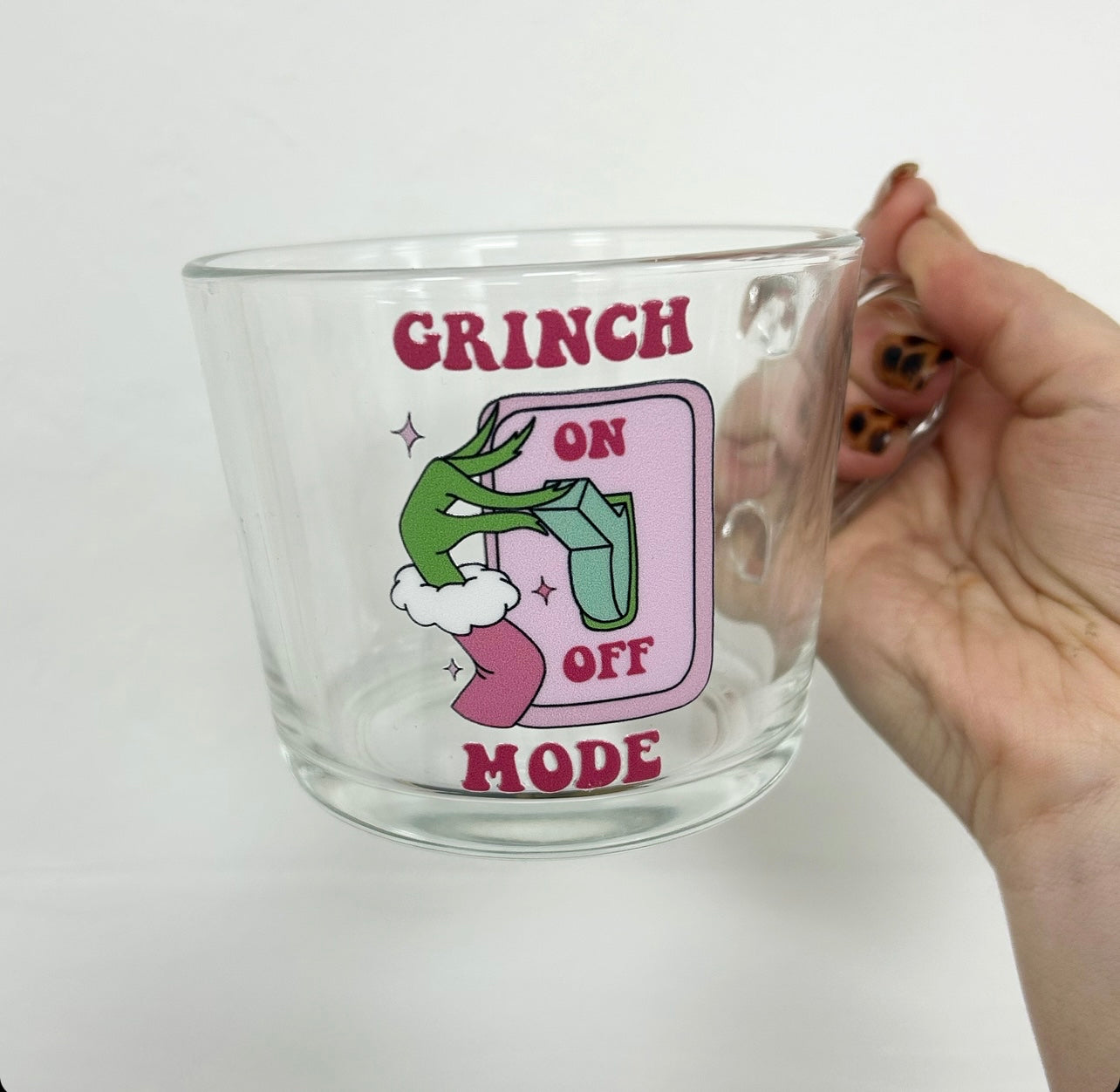 Grinch Mode Large Glass Mug