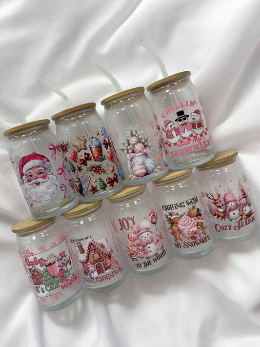 Christmas 16oz Libbey Glass Can