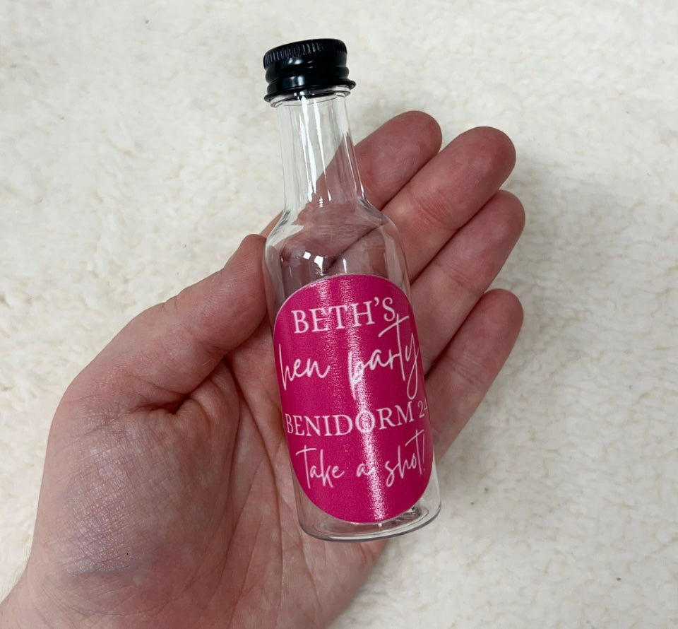 Hen Party Personalised Miniature Liquor Bottles