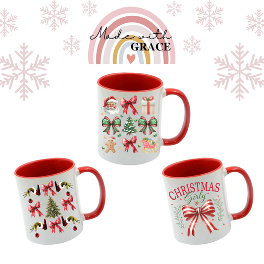 Red Handle 11oz Ceramic Christmas Mug