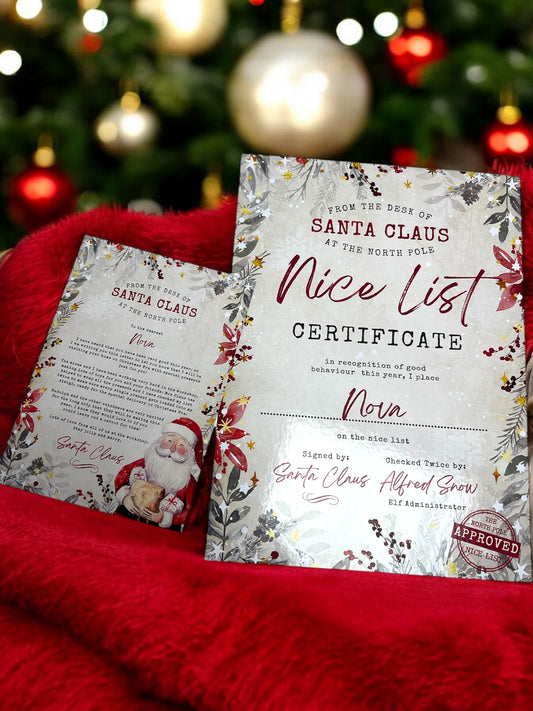 Personalised Nice List Cerficate & Letter from Santa