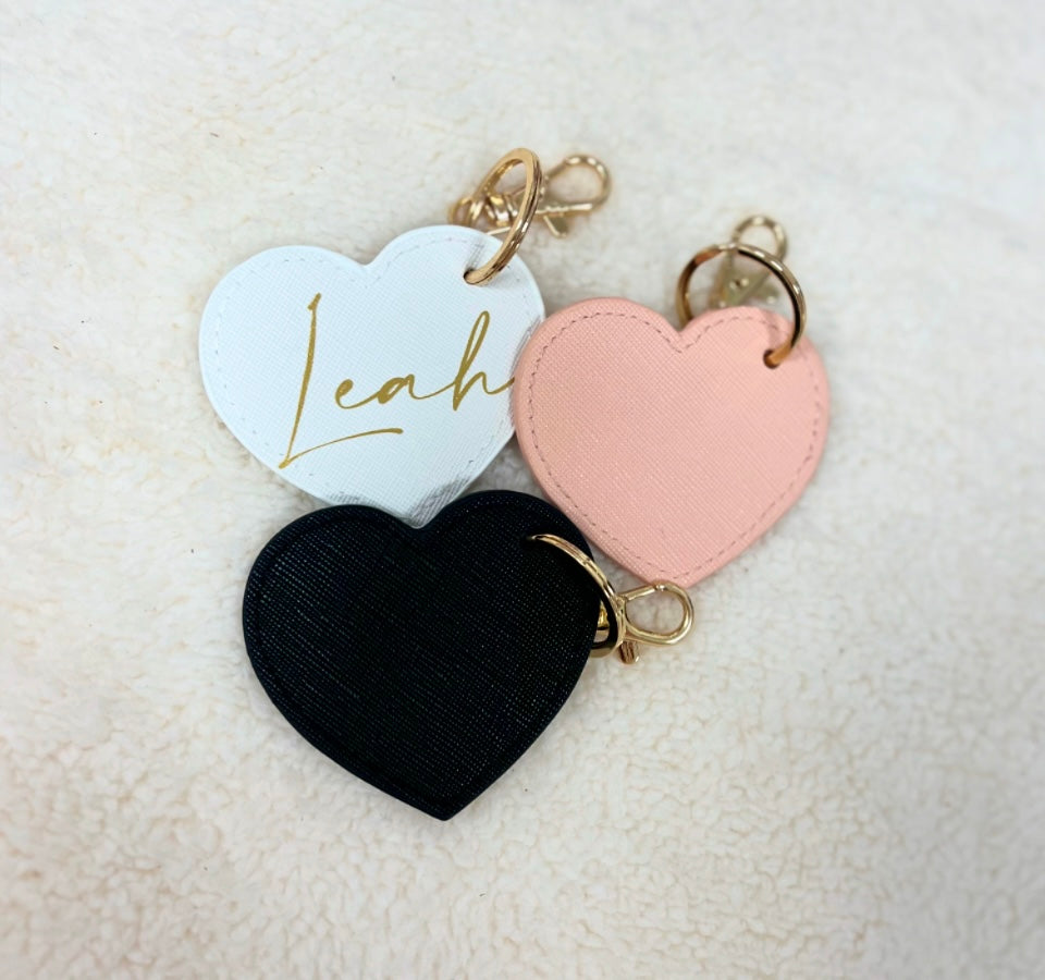 Personalised PU Leather Heart Keyring