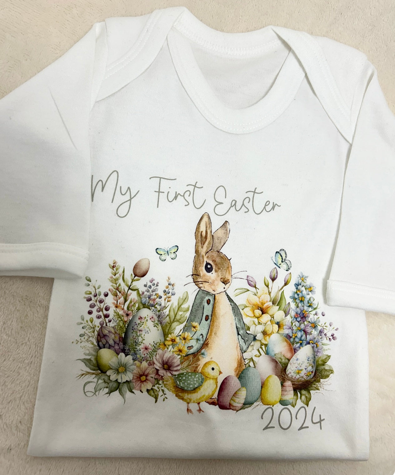 Personalised Bunny 1st Easter Babygrow