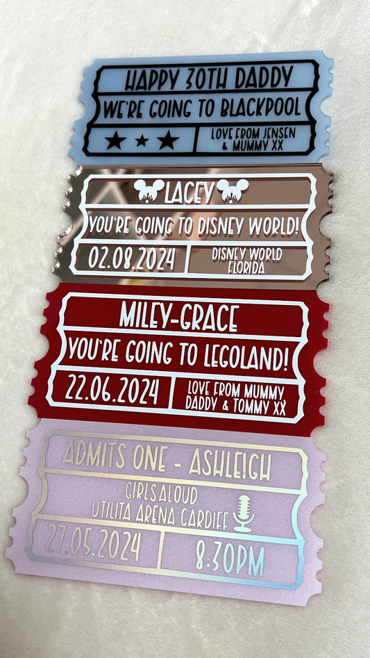 Personalised Acrylic Ticket - Gift Reveal