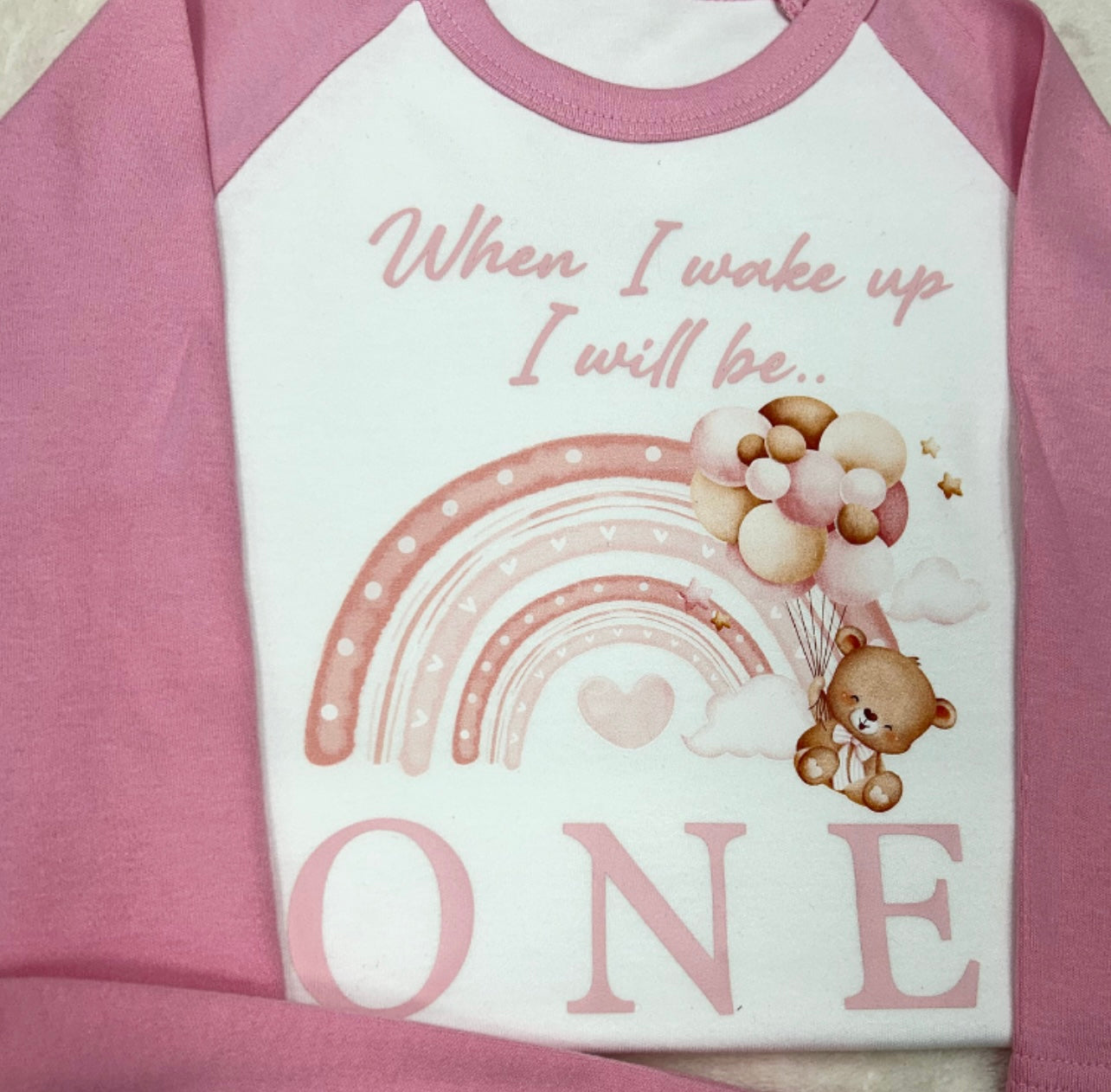 Pink Rainbow Teddy Birthday Pyjamas