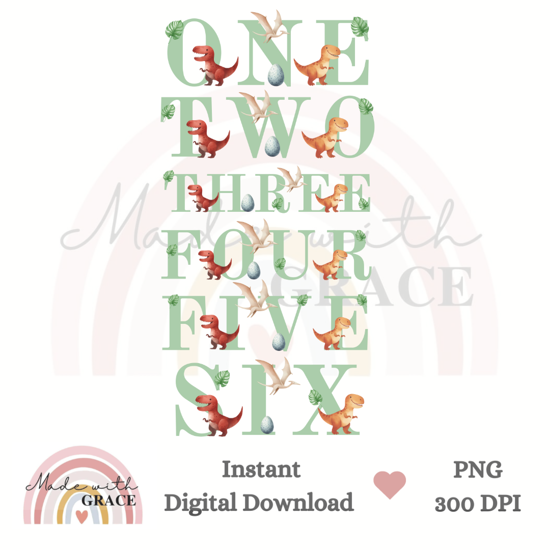 DIGITAL DOWNLOAD - Green Dino Birthday / Number Bundle