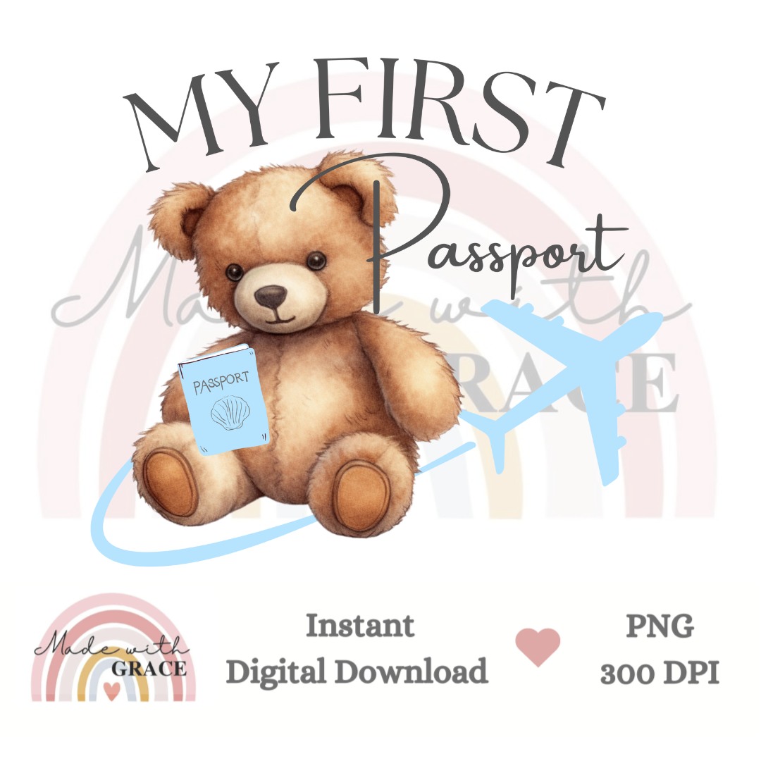 DIGITAL DOWNLOAD PNG - My First Passport Blue