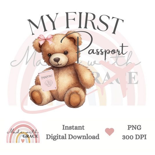 DIGITAL DOWNLOAD PNG - My First Passport Pink