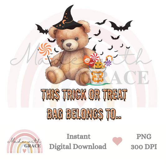 DIGITAL DOWNLOAD PNG - TRICK OR TREAT BAG