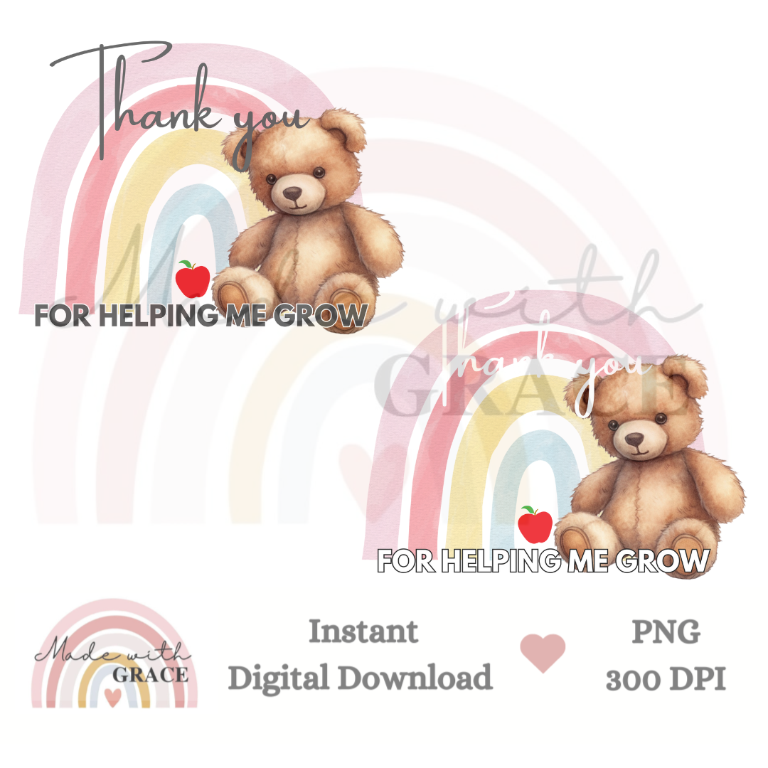 DIGITAL DOWNLOAD PNG - Thank you for helping me grow