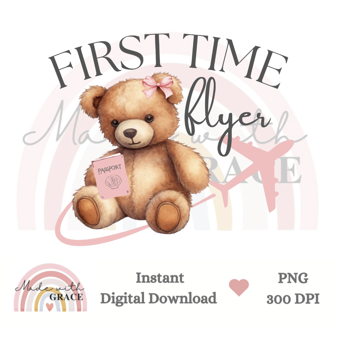 DIGITAL DOWNLOAD PNG - First Time Flyer Pink