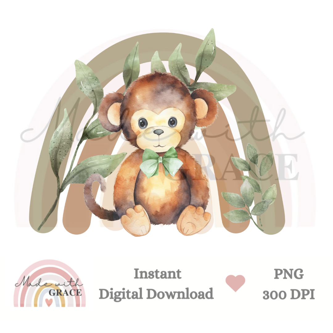 DIGITAL DOWNLOAD PNG - Safari Rainbow Monkey