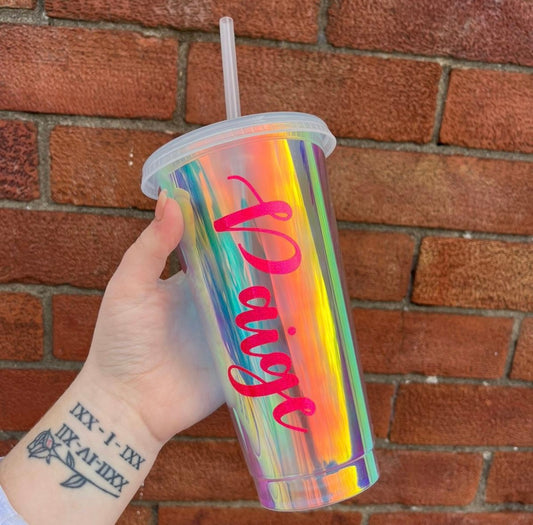 Personalised Holographic Iridescent 24oz Cold Cup