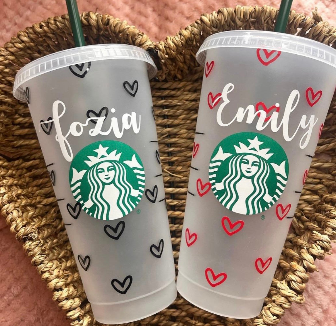 Hearts Personalised 24oz Cold Cup