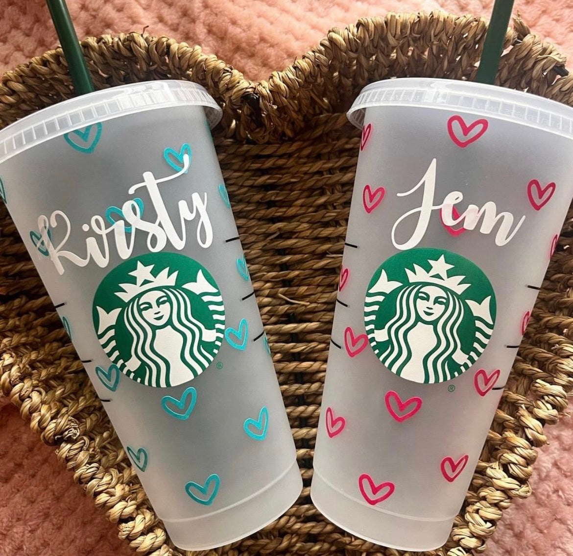 Hearts Personalised 24oz Cold Cup