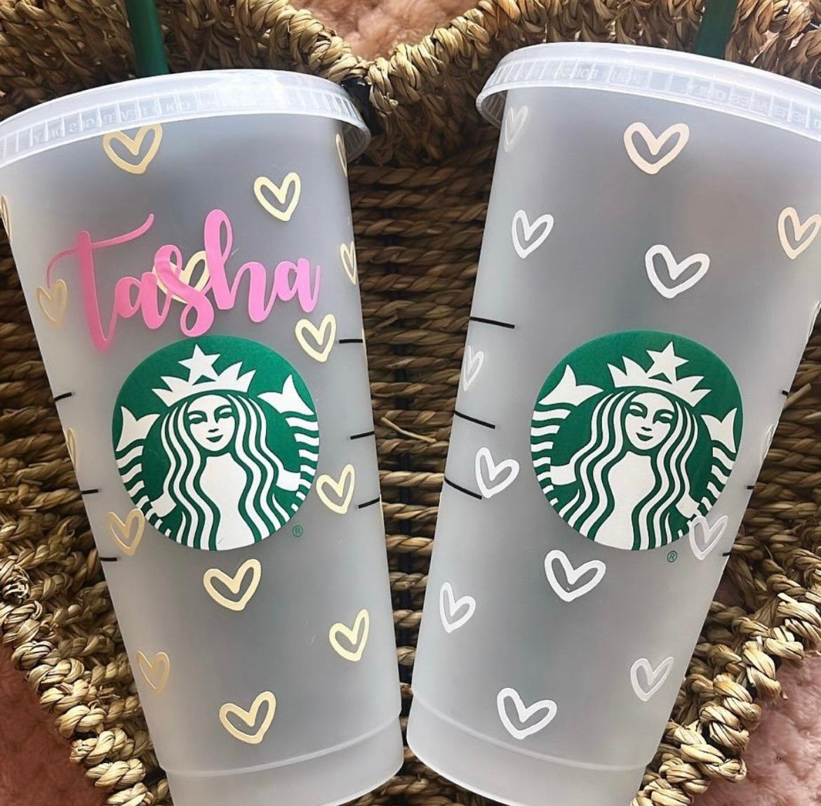 Hearts Personalised 24oz Cold Cup