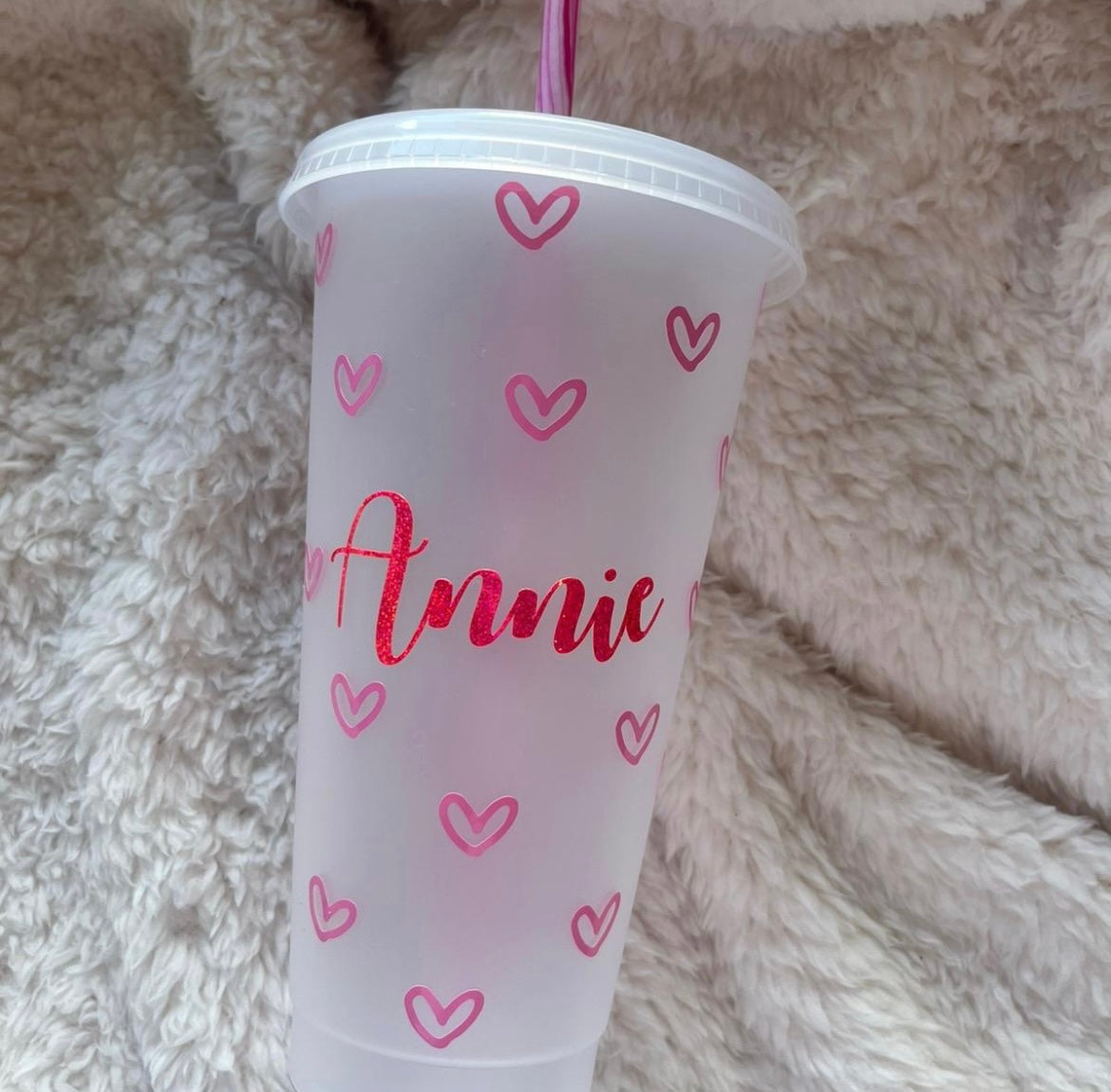 Hearts Personalised 24oz Cold Cup