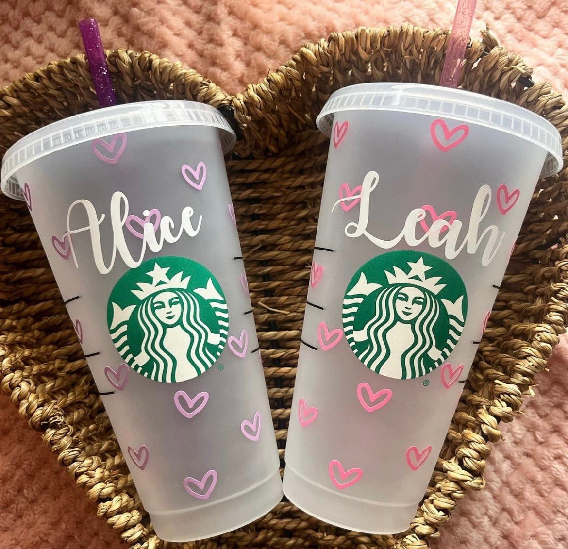 Hearts Personalised 24oz Cold Cup