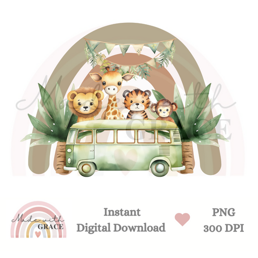 DIGITAL DOWNLOAD PNG - Safari Rainbow