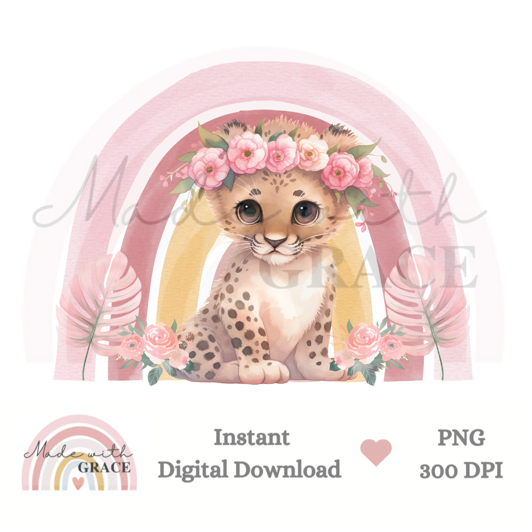 DIGITAL DOWNLOAD PNG - Pink Rainbow Cub