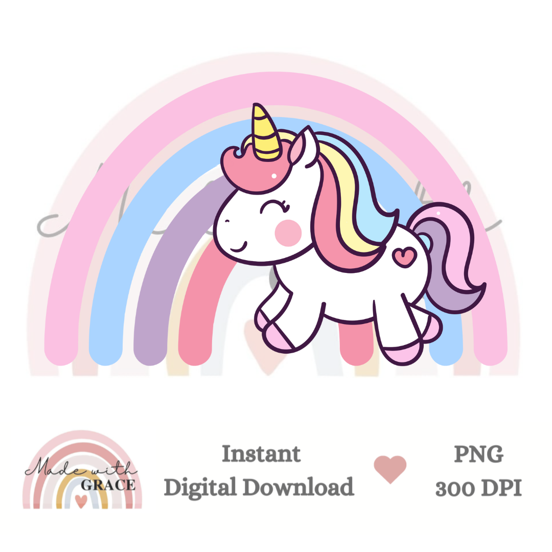 DIGITAL DOWNLOAD PNG - Rainbow Unicorn