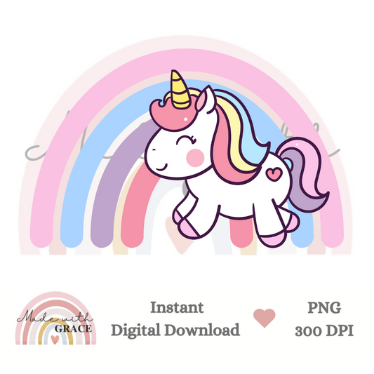 DIGITAL DOWNLOAD PNG - Rainbow Unicorn