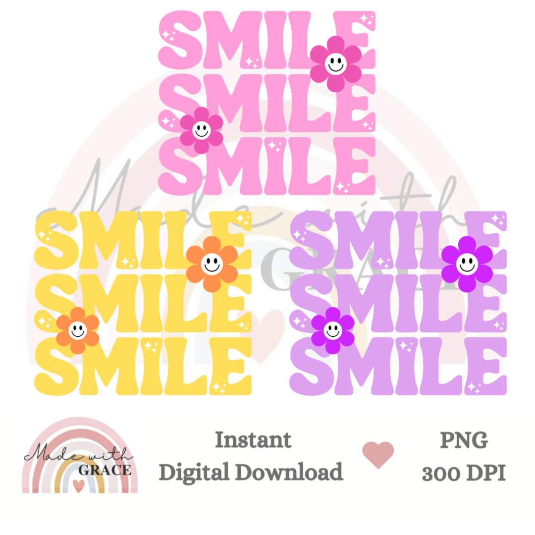 DIGITAL DOWNLOAD PNG - Flower SMILE Bundle