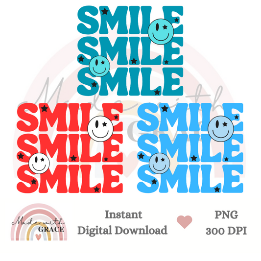 DIGITAL DOWNLOAD PNG - Smiley Face SMILE Bundle